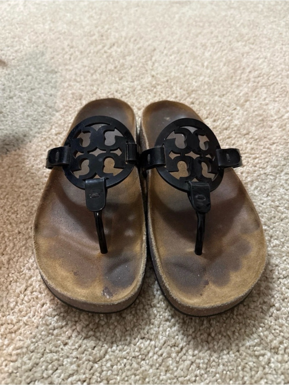 Tory Burch Black Logo Toe-Post Kids Sandals